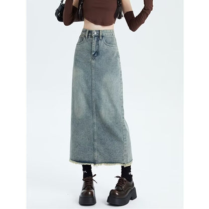 Chic Retro Tassel Denim Skirt