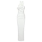 New Style White Ribbon Flower Halter Long High Sense Dress - Sculptify™
