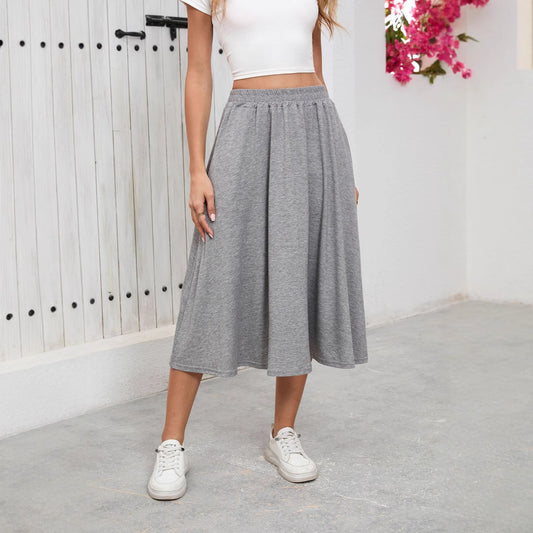 Modern High-Waist Flowy Draped Skirt