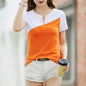 Women's Slim-fit Contrast Colors V-neck Short-sleeved T-shirt  Short sleeve t-shirts Sculptify™