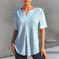 Women's Embroidered Hollow Out V-neck Short-sleeved T-shirt Top  Short sleeve t-shirts Sculptify™