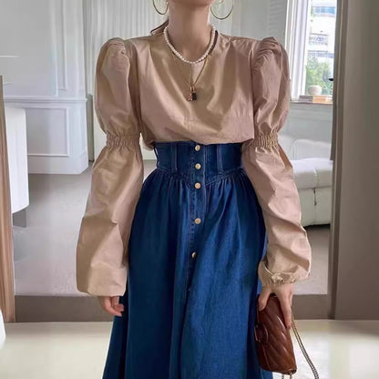 Chic Single-Breasted Slim Denim Skirt