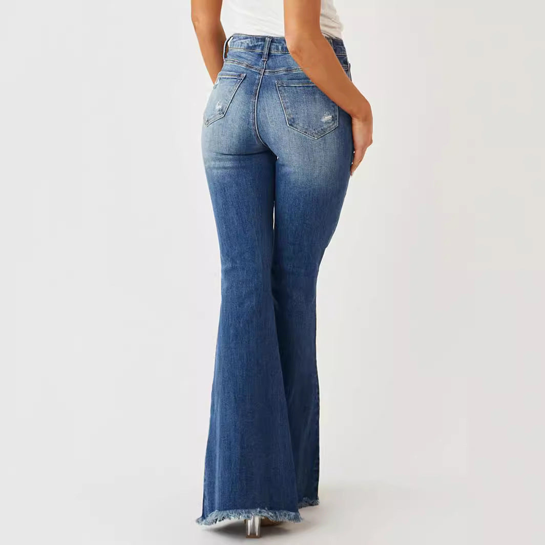 European Style Mid-Waist Flare Jeans