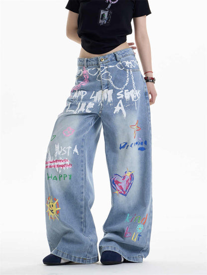 Edgy Waist Chain Printed Jeans