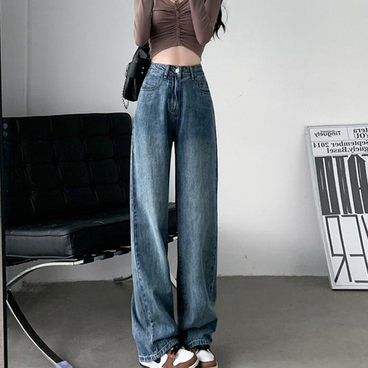 High Waist Draped Wide Leg Jeans