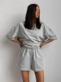 Casual Short-Sleeve Crew-Neck Top And Shorts Two-Piece Set - Sculptify™