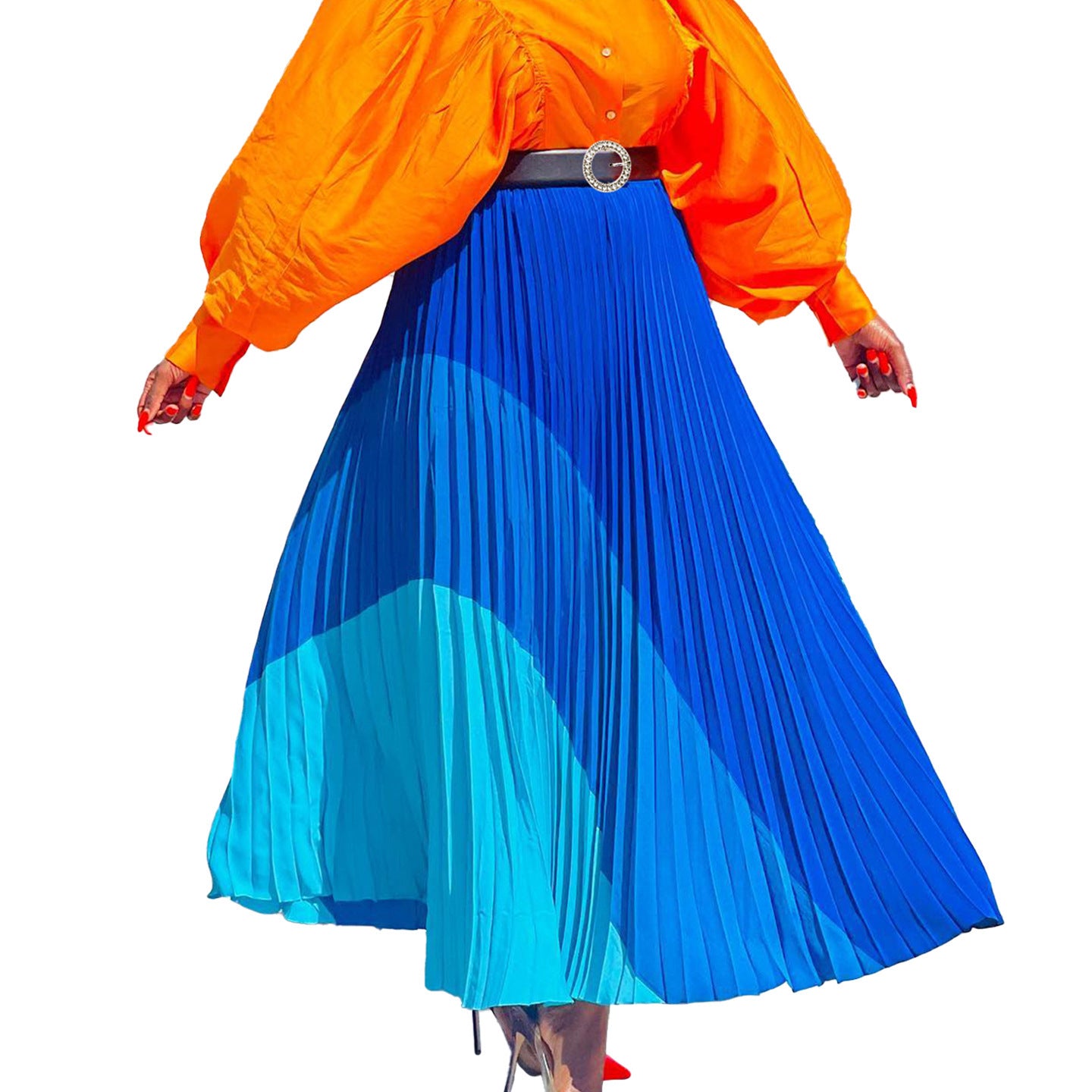 Modern Plus Size Pleated Midi Skirt