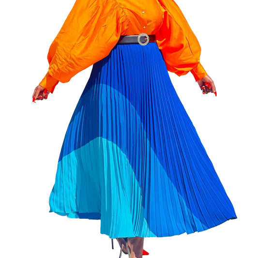 Modern Plus Size Pleated Midi Skirt