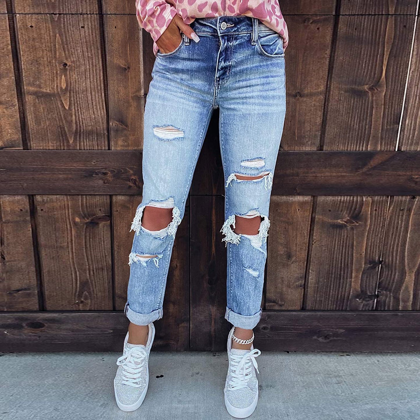 Distress Skinny Ripped Jeans