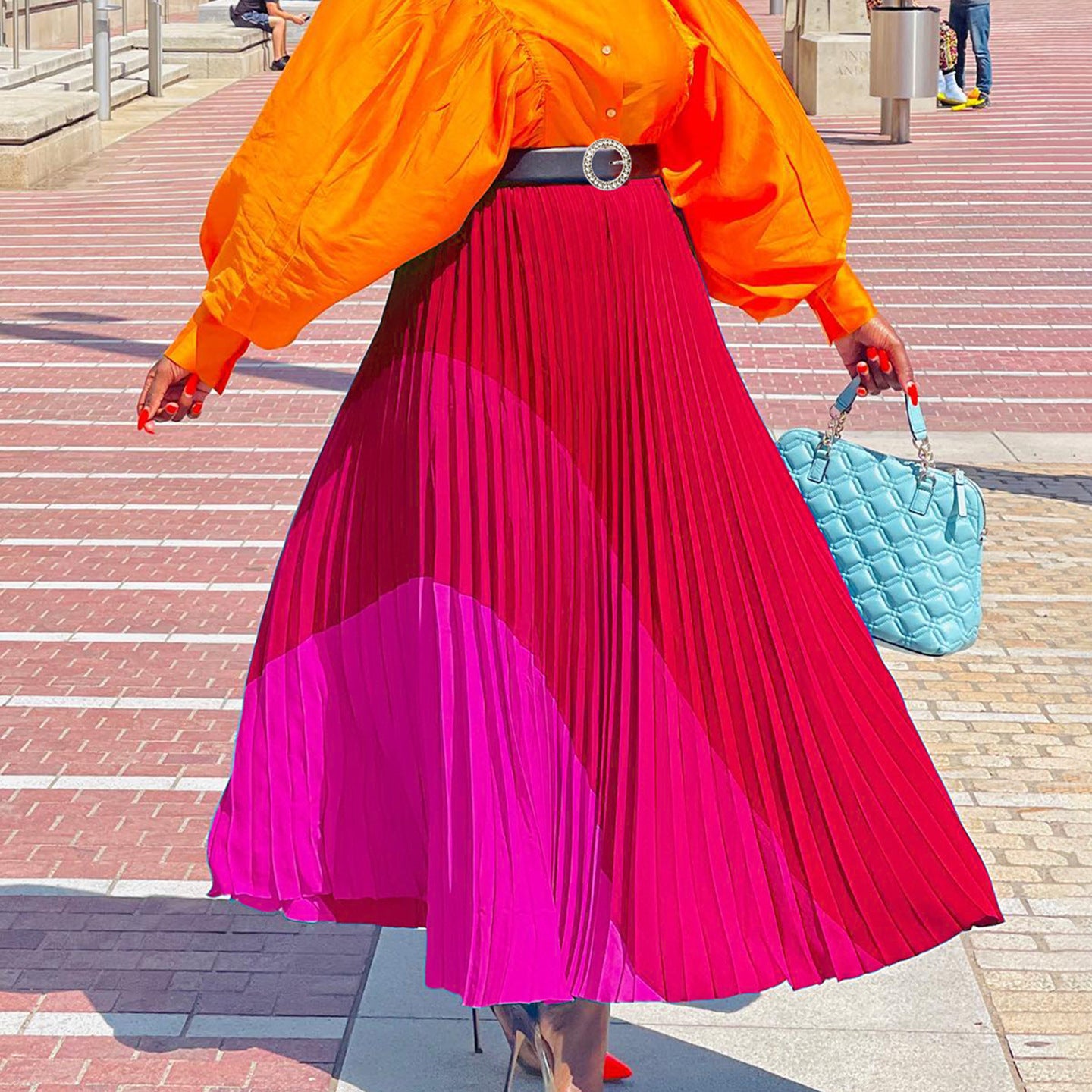 Modern Plus Size Pleated Midi Skirt