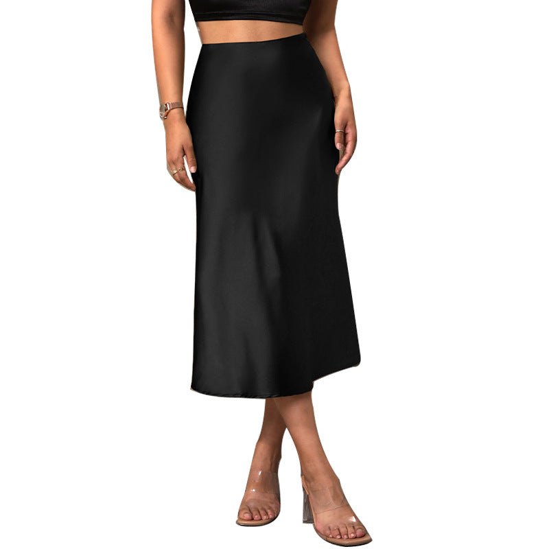 Classic Satin A-Line Midi Skirt