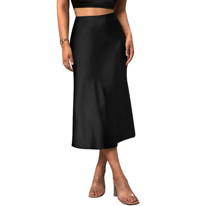 Classic Satin A-Line Midi Skirt
