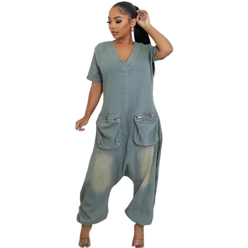 Women's Loose Crotch Jumpsuit Retro Personality - Sculptify™