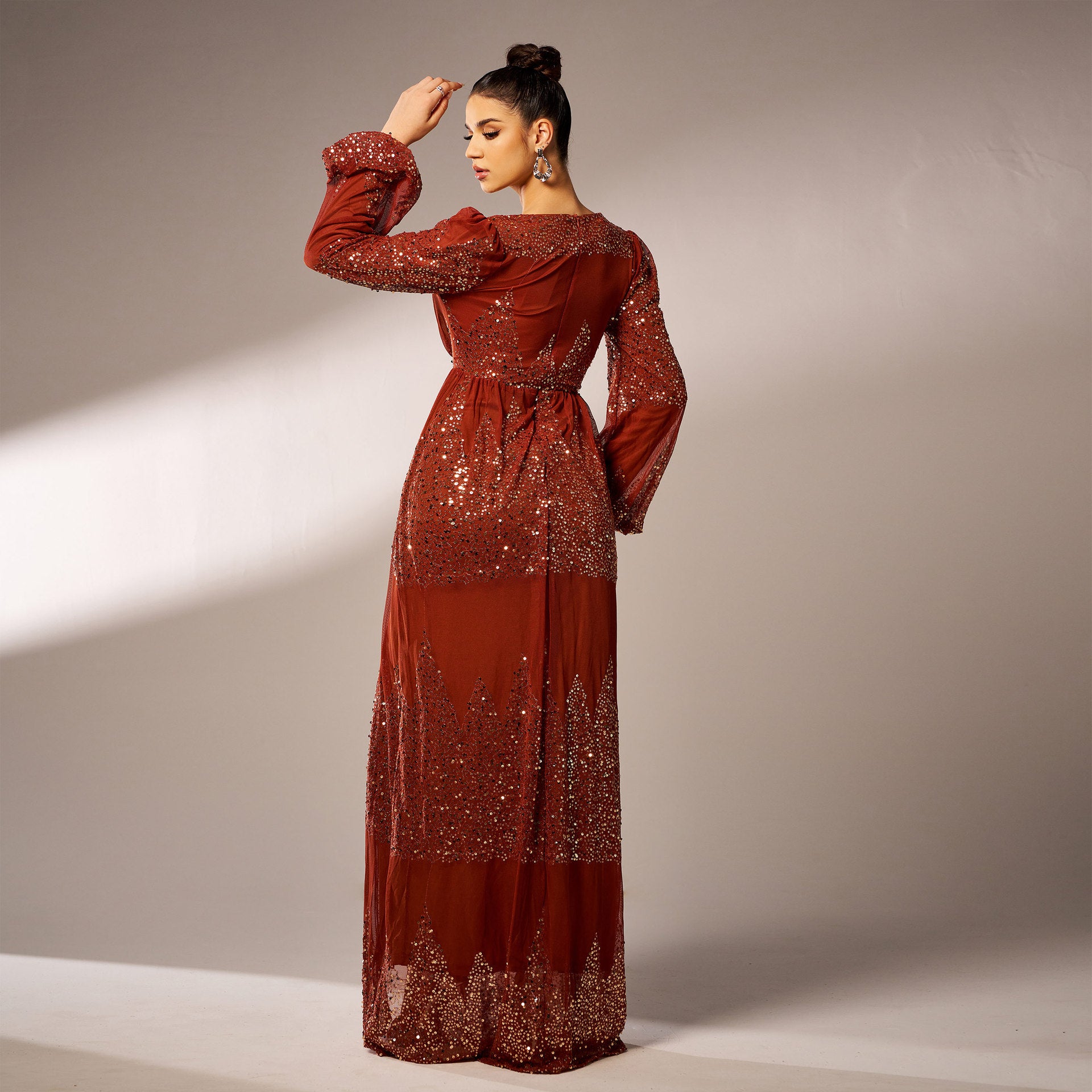 Long Sleeve V-neck Sexy Long Sequined Evening Dress - Sculptify™
