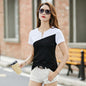 Women's Slim-fit Contrast Colors V-neck Short-sleeved T-shirt  Short sleeve t-shirts Sculptify™