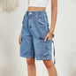 Washed Denim Utility Cargo Shorts