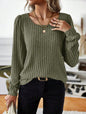 Casua Relaxed-fit Solid-color V-neck Sweater - Sculptify™