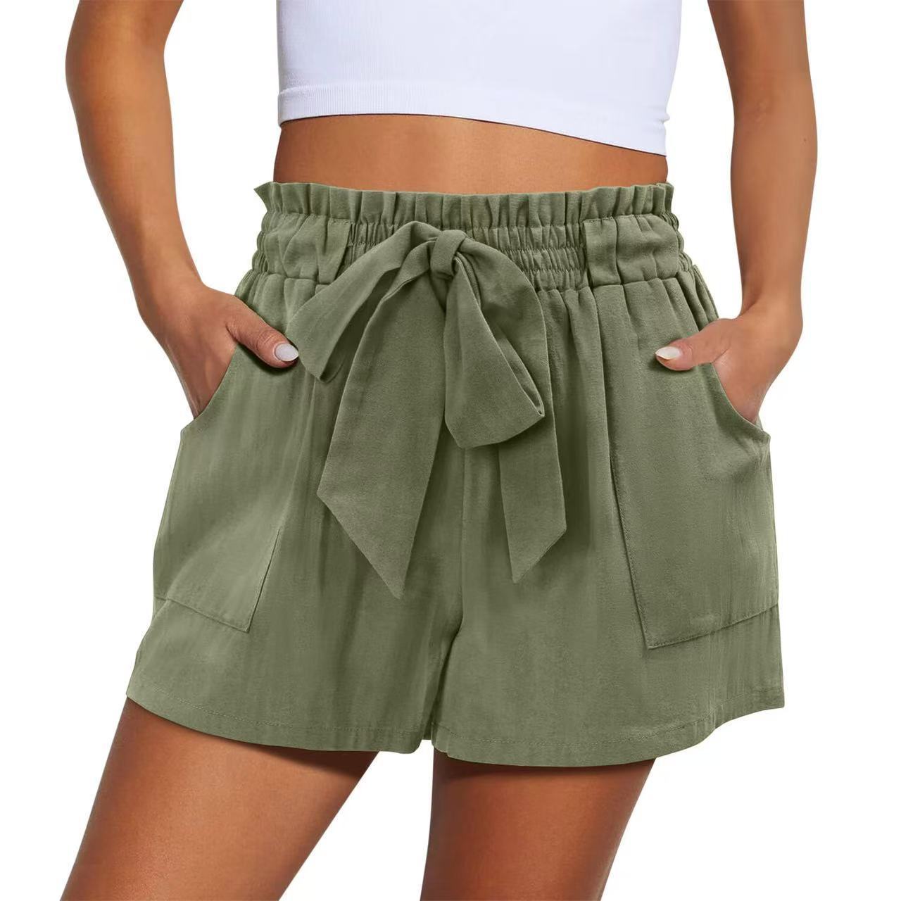 Trendy Knotted Waist Solid Shorts