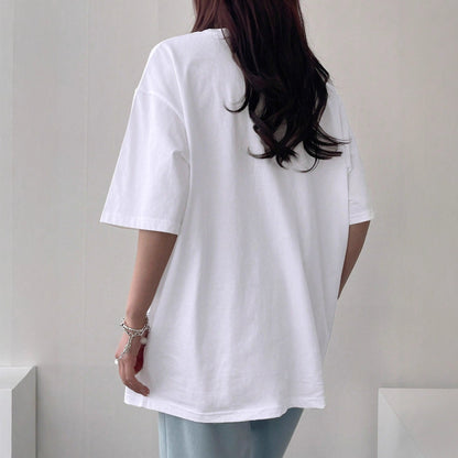 Loose-fitting Short-sleeve T-shirt With A Little Bear Print For Women Perfect For Summer  Short sleeve t-shirts Sculptify™
