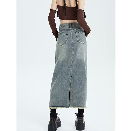 Chic Retro Tassel Denim Skirt
