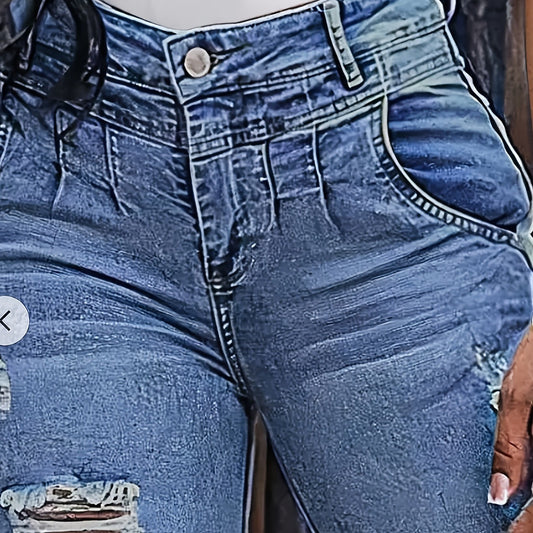 Trendy Plus Size Ripped Denim Shorts