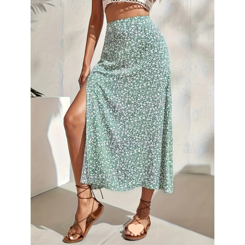 Women’s Chinese-Style Floral Split Skirt