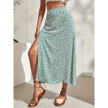 Women’s Chinese-Style Floral Split Skirt