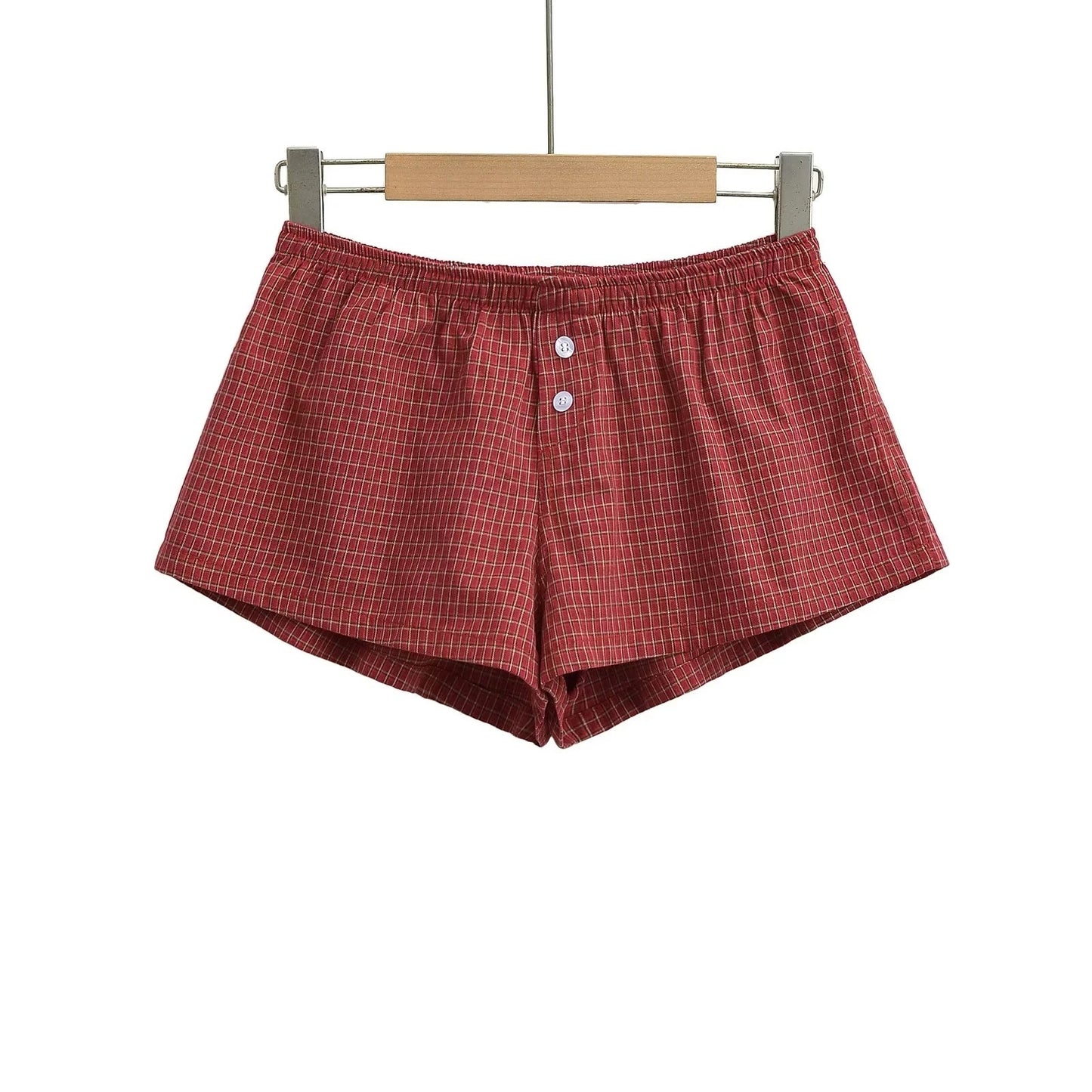 Flowy Plaid Loose Leg Casual Shorts