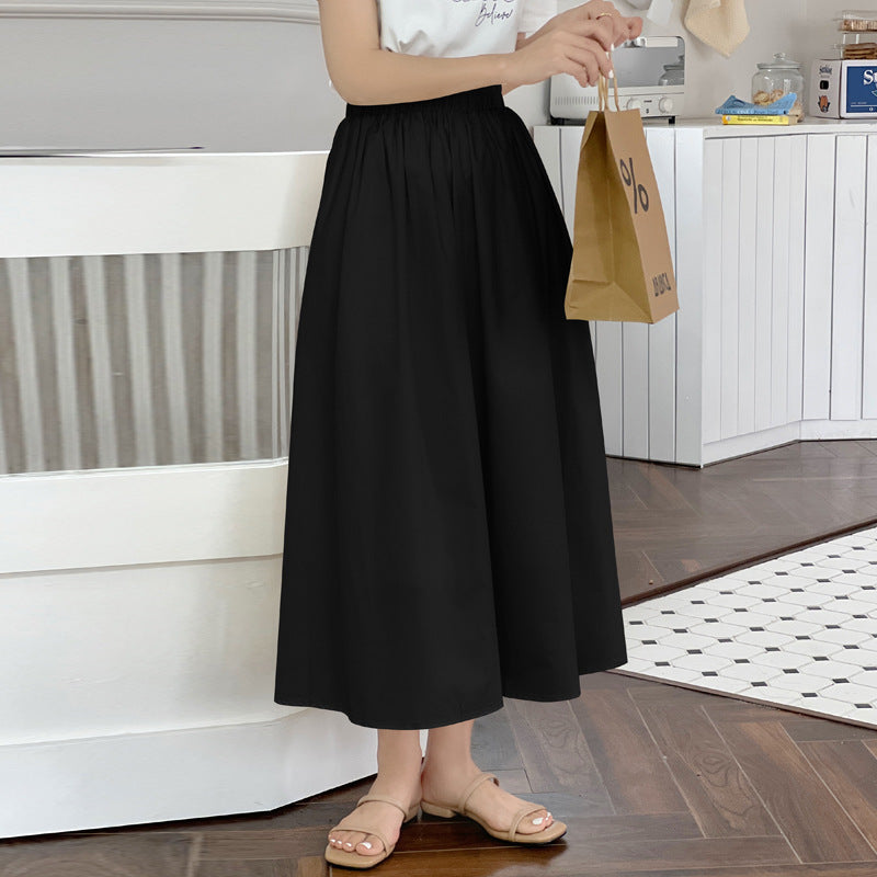 Casual Pure Cotton Flared Midi Skirt