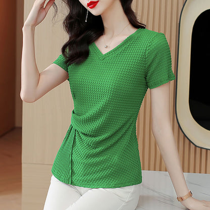 Knitted Ice Silk Short Sleeve T-shirt Women's Summer  Short sleeve t-shirts Sculptify™