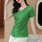 Knitted Ice Silk Short Sleeve T-shirt Women's Summer  Short sleeve t-shirts Sculptify™
