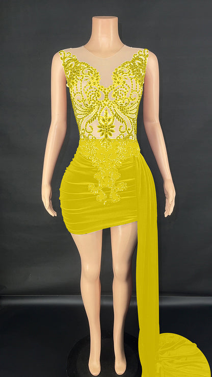 Summer Luxury Evening Dress Female Singer Stage Costume Senior Dress Side Trailing Skirt - Sculptify™