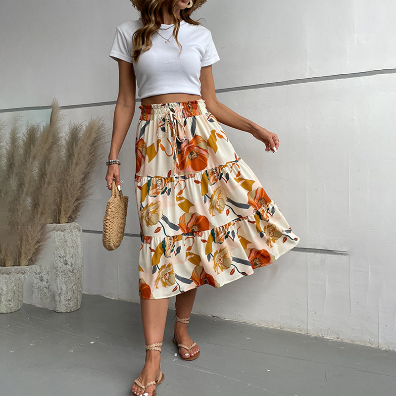Effortless Boho Floral A-Line Skirt