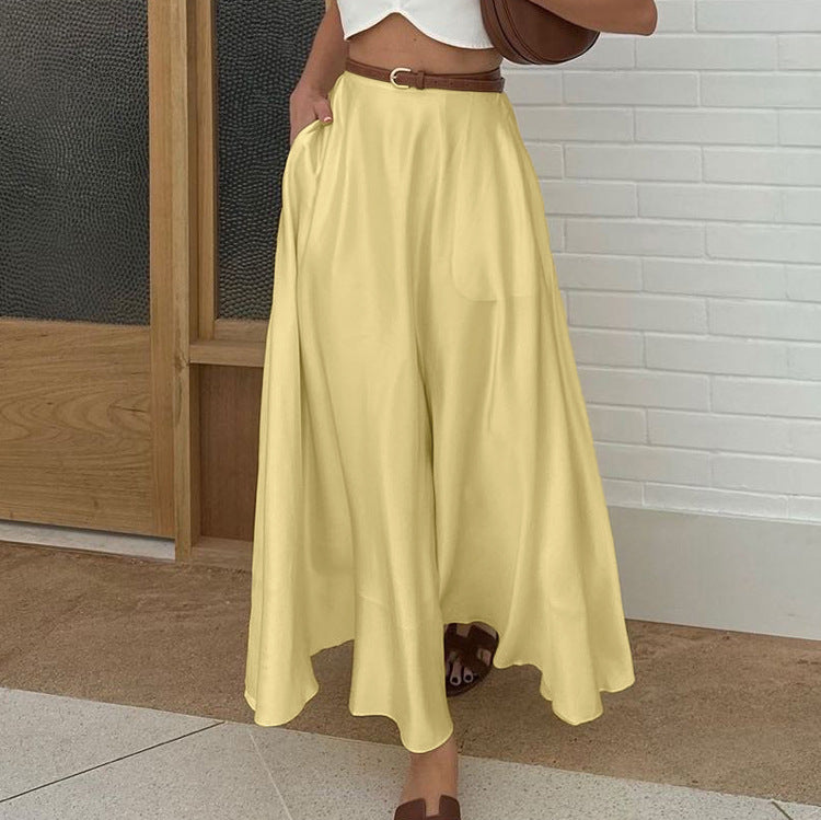 Sleek Draping Polyester Satin Skirt