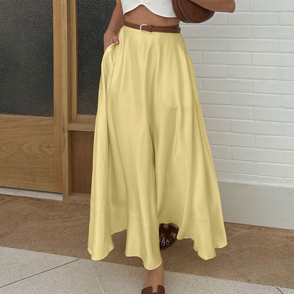 Sleek Draping Polyester Satin Skirt