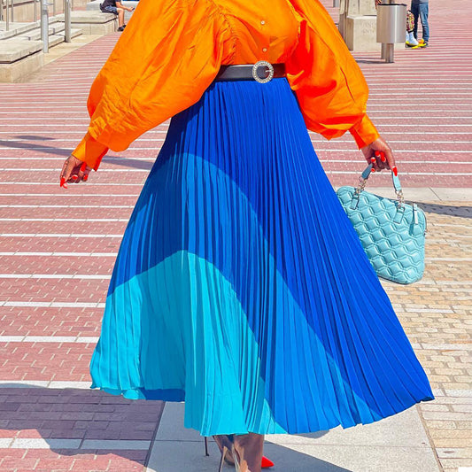 Modern Plus Size Pleated Midi Skirt