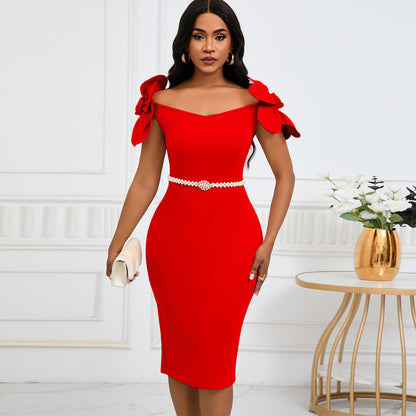 Women's Three-dimensional Floral Elegant Dress - Sculptify™
