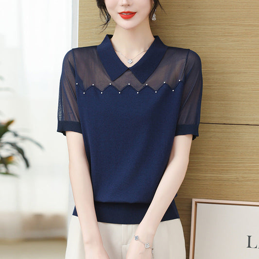 Summer Ice Silk Short Sleeve T-shirt Women  Short sleeve t-shirts Sculptify™