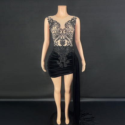 Summer Luxury Evening Dress Female Singer Stage Costume Senior Dress Side Trailing Skirt - Sculptify™