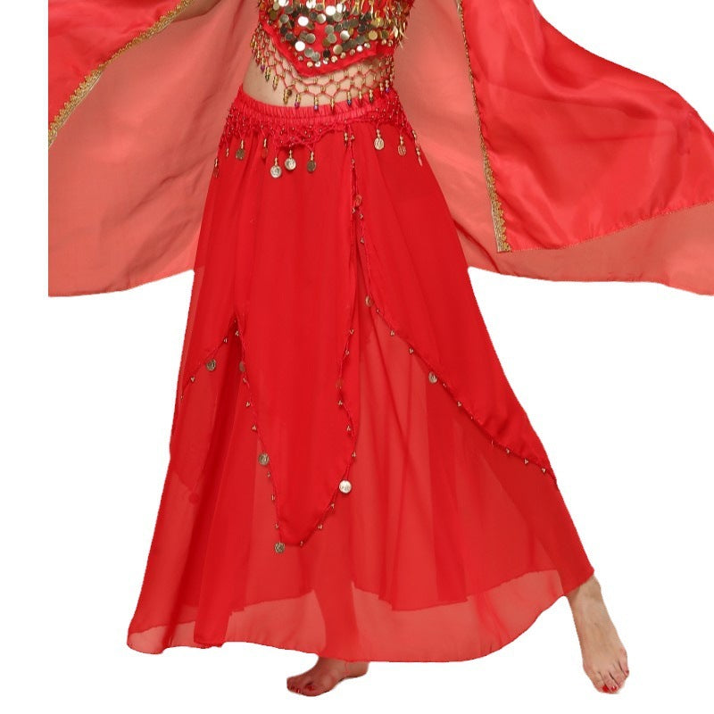 Stage-Ready Coin Hanging Chiffon Skirt