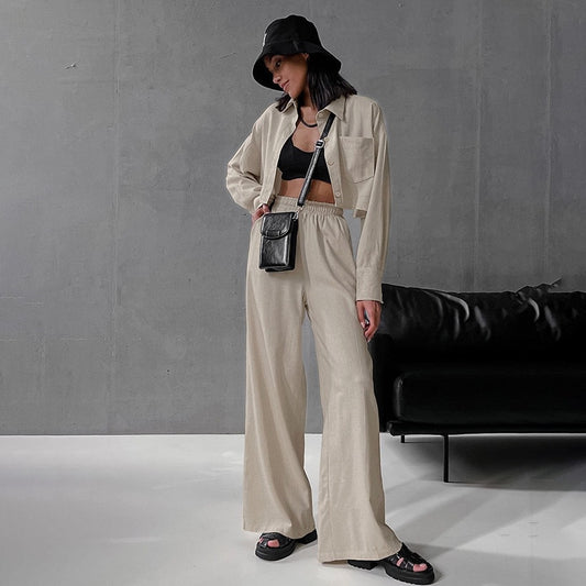 Womens Casual Fashion Shirt And Drawstring Pants Set - Sculptify™
