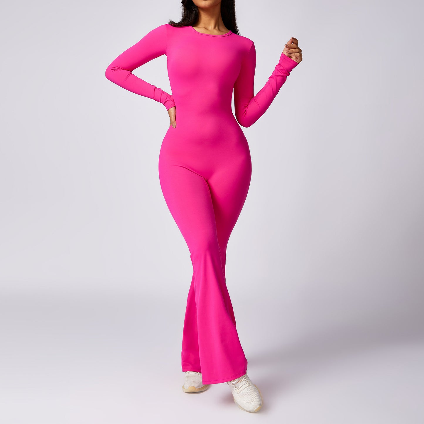 Leisure Horn Long Sleeve Yoga Jumpsuit Naked Women Feeling Tight Quick-drying Sports Workout - Sculptify™