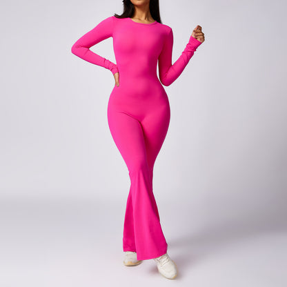 Leisure Horn Long Sleeve Yoga Jumpsuit Naked Women Feeling Tight Quick-drying Sports Workout - Sculptify™