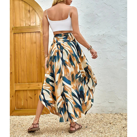 Casual Summer Floral Tie-Front Skirt
