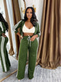 Womens Fashionable Casual Striped Outerwear Set  Sets Sculptify™