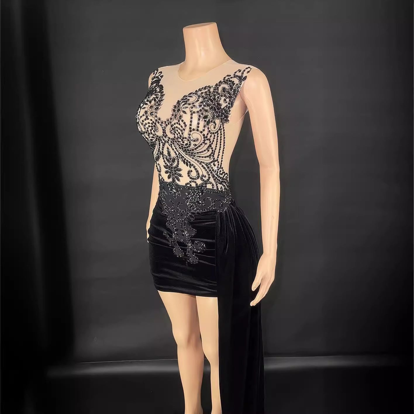 Summer Luxury Evening Dress Female Singer Stage Costume Senior Dress Side Trailing Skirt - Sculptify™
