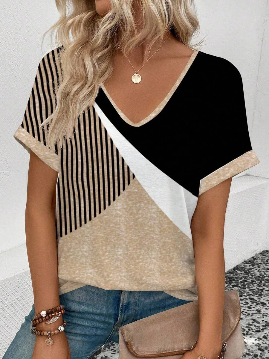 Womens Stylish Printed Slim-fit Short-sleeve Top  Short sleeve t-shirts Sculptify™