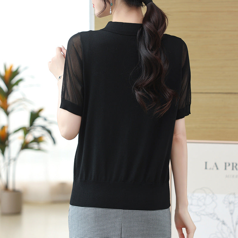 Summer Ice Silk Short Sleeve T-shirt Women  Short sleeve t-shirts Sculptify™