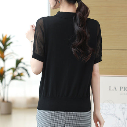 Summer Ice Silk Short Sleeve T-shirt Women  Short sleeve t-shirts Sculptify™