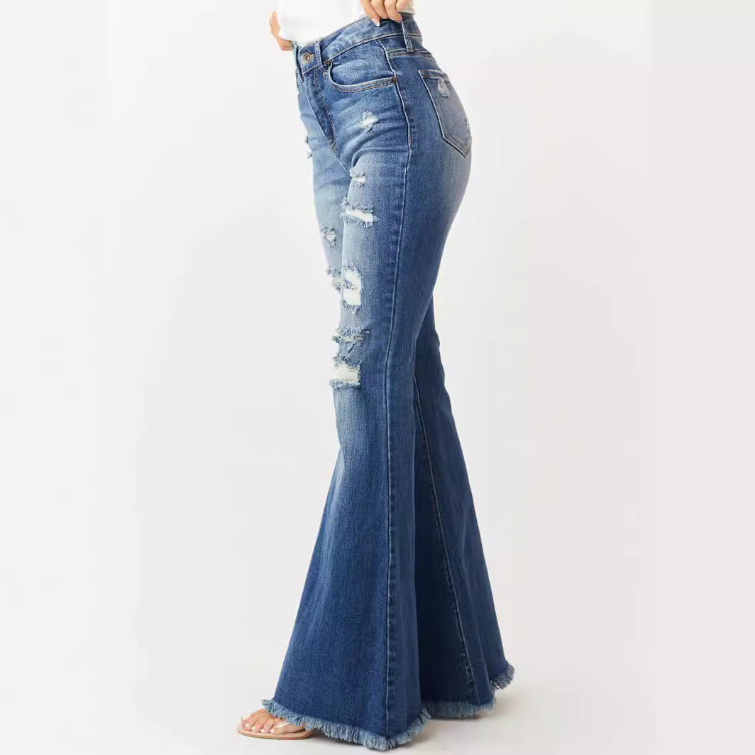 European Style Mid-Waist Flare Jeans